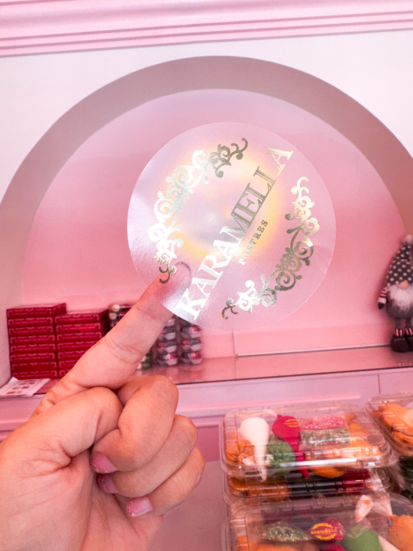 Sticker transparente con foil en rollo