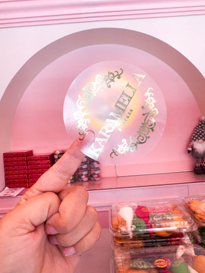 Sticker transparente con foil en rollo