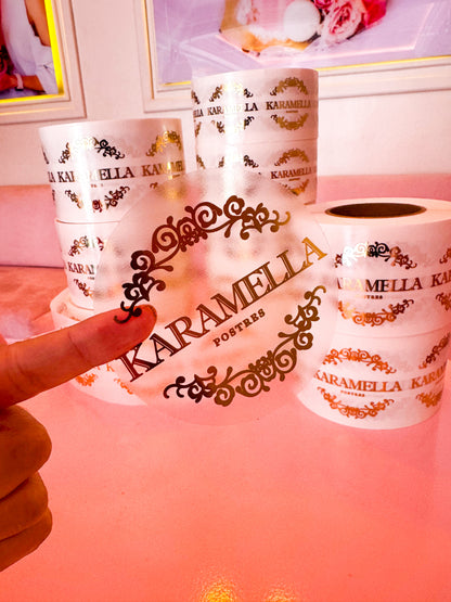 Sticker transparente con foil en rollo