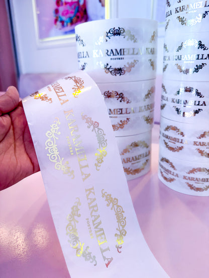 Sticker transparente con foil en rollo